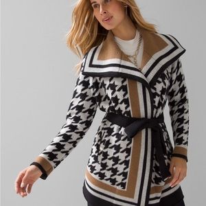 Black and White Houndstooth Sweater Jacket